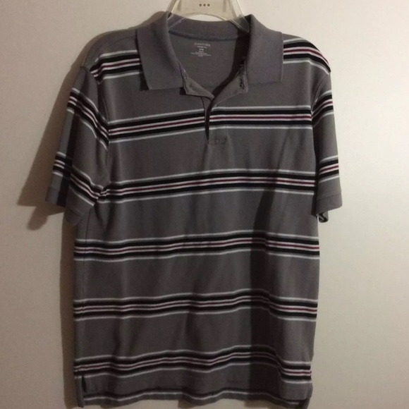 LOT OF 2 MENS POLO SHIRTS RUFF HEWN GREEN ST JOHNS BAY GRAY BLUE STRIPE SZ MED - Picture 4 of 4